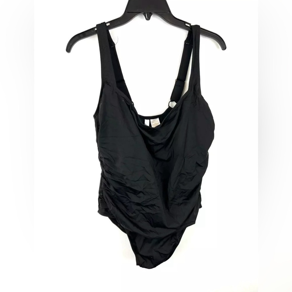 Anne Cole Womens Square Neck Shirred Bandeau One Piece Swimsuit Size 18W